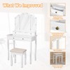 Makeup Vanity Desk with Lighted Mirror, Tri-Fold Vanity Table with