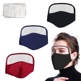 ASATECHED Cotton Outdoor Haze Dust Face Health Protection Face Macks with Eyes Bandana + 2 Filters (Black)