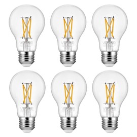 VEVOR 6 Pack Edison Bulbs LED, A19 Vintage Edison Light Bulbs, 4.5W Dimmable 450 Lumens, 2700K Warm White, E26 Base LED Filament Bulb, Antique Glass Style for Home, Bedroom, Office, Farmhouse,CRI80+