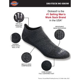 Dickies Men's Dri-Tech Moisture Control No Show Socks (6/12 Pairs) (M-XXL), Brown (6 Pairs), Large