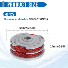 JAMSSOW 4 Pcs Replacement Strimmer Spool Compatible with Flymo FLY021/513937190,Double Autofeed Nylon Spool for Flymo Contour/Mini Trim/Multi Trim/Power Trim Grass Trimmers,1.5mm x 11m(4 Spool)