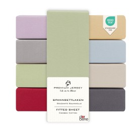 DarBene Premium Fitted Sheet 140 x 200 cm, Set of 2, 100% Premium Combed Jersey Cotton, Breathable, Super Soft Bed Sheet up to 30 cm Mattress Height, Oeko-Tex, Apple Green