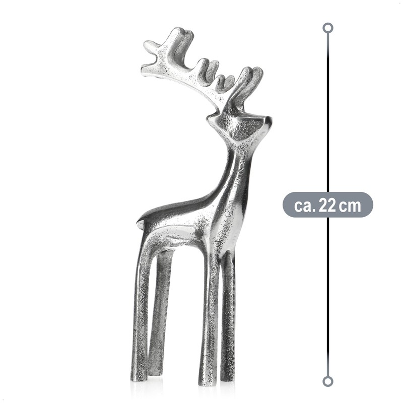 com-four® Reindeer Sculpture Decorative Figure Made of Aluminium - Christmas