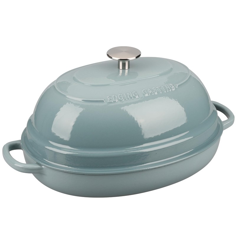 EDGING CASTING Enameled Oval Cast Iron Dutch Oven Pot with
