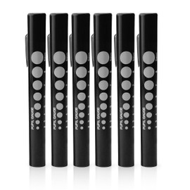 EMS XTRM Disposable Penlights - Battery-Operated, Warm Light, with Pupil Gauge - Essential Penlights for Nurses, EMS Penlight, Penlights Disposable Pack of 6 (Black - Disposable)