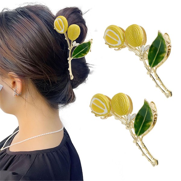 Hair Claw Clips for Women,2Pcs Fruit Large Non-Slip Metal Sparkly