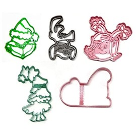 HOW THE GRINCHY STOLE CHRISTMAS MOVIE THEMED SET OF 5 COOKIE CUTTERS MADE IN USA PR1628