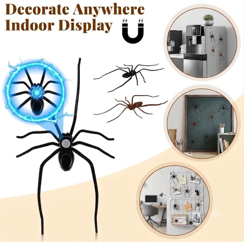 8PCS 3D Realistic Magnetic Spiders for Halloween Cars & Fridge