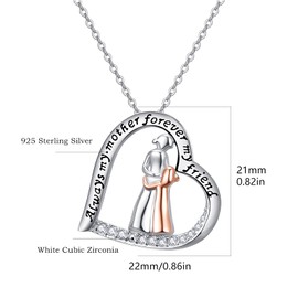 praymos Mum Necklace for Women Sterling Silver Mum and Daughter Necklace Jewellery for Mom Mother's Day Gifts