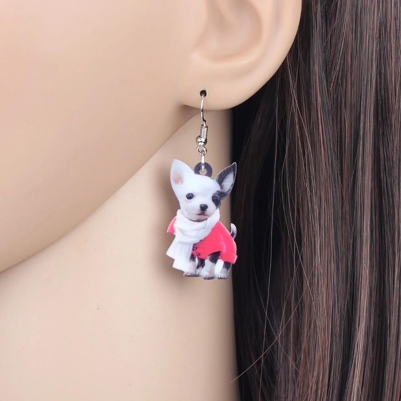 Ohrringe Chihuahua Hund Tiere Acryl Anh√§nger bunt