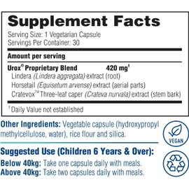 UROX Junior Natural Bladder Control - Nocturnal Enuresis or Bedwetting Supplements. Supports Bladder Control, Reduces Urinary Frequency, and Bladder Accidents for Kids, 30 Vegetarian Capsules (30)