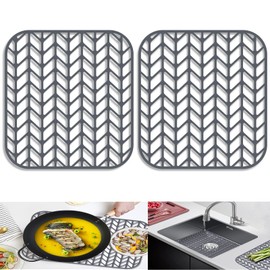 AWOKE Sink Protectors for Kitchen Sink - 12.25" x 11.5" Sink Mat - Heat-resistant Easy-clean Silicone Sink Mat - for Protection of Stainless Steel Sink Pack of 2