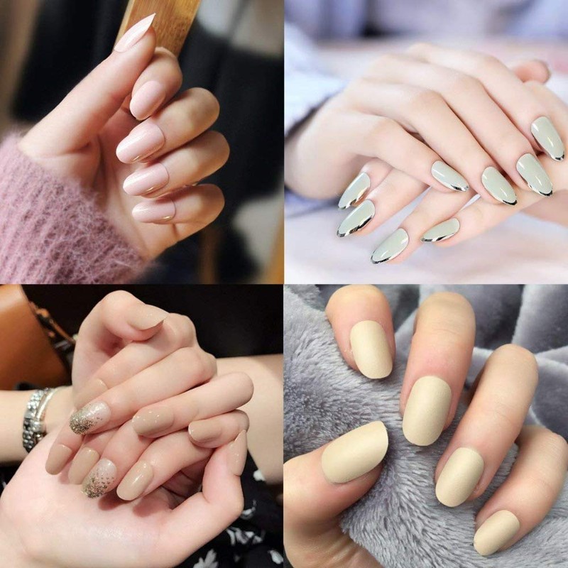 Kingsie 600Pcs Nail Tips 10 Sizes Oval Short False Nails
