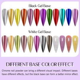 SAVILAND Chrome Nail Powder Set: 24 Colors Metallic Mirror Effect Iridescent Chrome Powder for Gel Polish Holographic Chameleon Nail Art Decoration Glitter Pigment Dust DIY Manicure Kit Home Salon Use