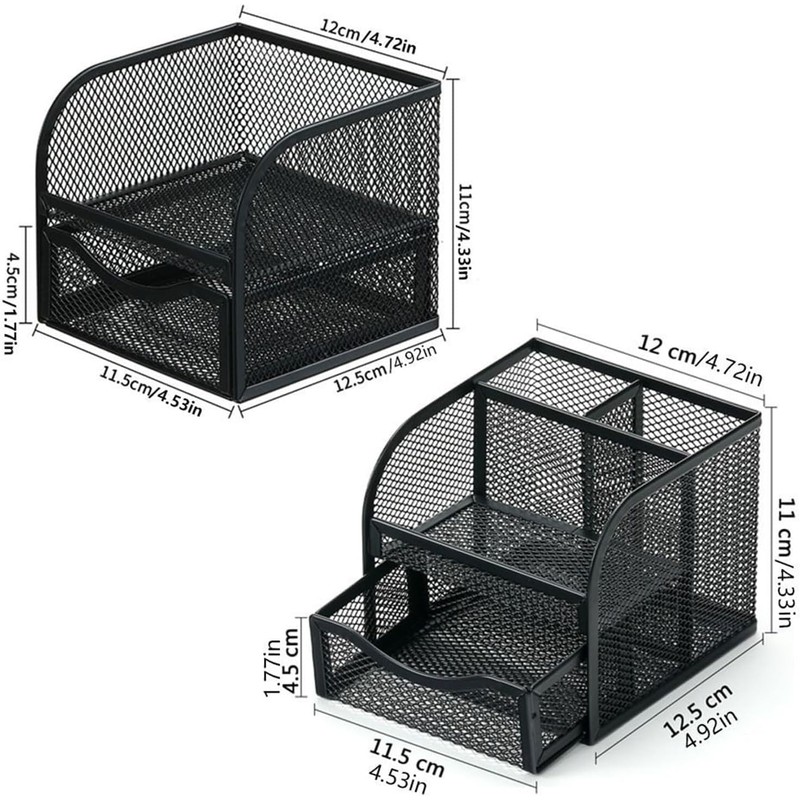 FORKLS Desk Organiser - Metal Mesh Pen Holder with 4