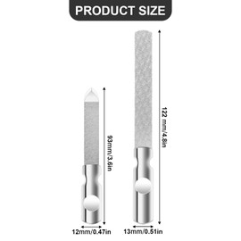 Pack of 2 Nail Files, Stainless Steel Nail Files, Double-Sided Nail File, Reusable Metal Nail File for Natural Nails, Home, Salon, Men and Women