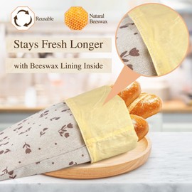 Sourdough Bread Bags for Homemade Bread 2 Pack, Cotton Beeswax Bags, Reusable Breads Bag, Sourdough Bag