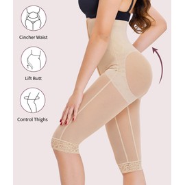 Gotoly Shapewear for Women Tummy Control Leggings Butt Lifting High Waisted Shorts Thigh Slimmer Body Shaper Beige