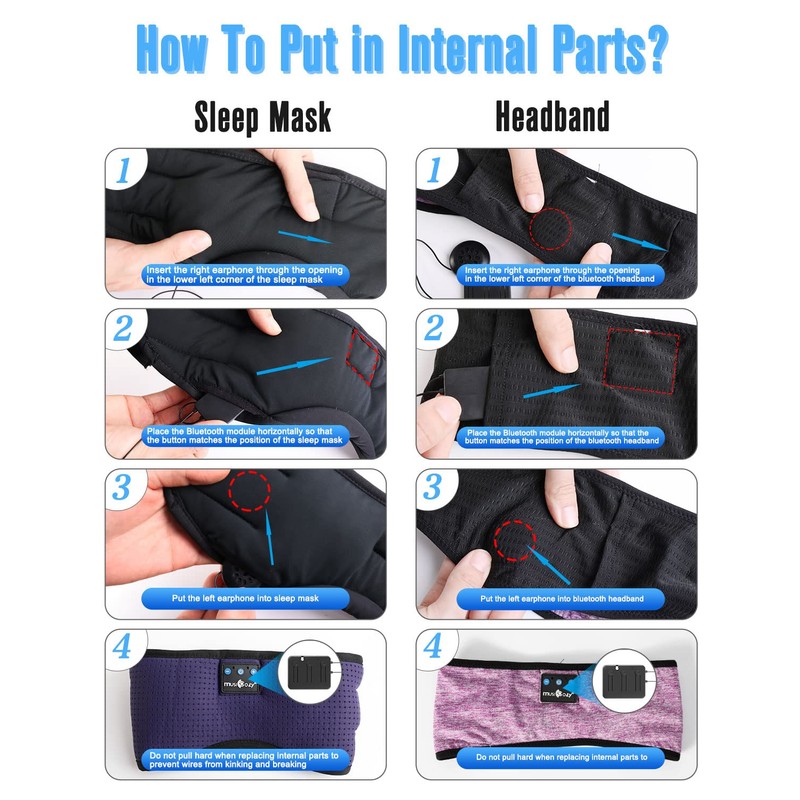 MUSICOZY Bluetooth 5.4 Module & Speakers for Sleep Headphones Eye