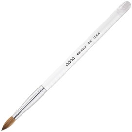 PANA Pure Kolinsky Hair Acrylic Nail Brush - Oval Crimped Shape Silver Ferrule with Clear Acrylic Handle (Size 8)