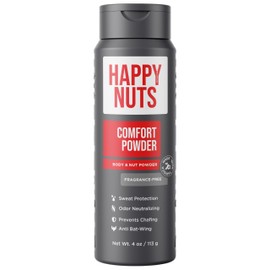 HAPPY NUTS Comfort Powder - Anti Chafing & Deodorant, Aluminum-Free, Sweat and Odor Control for Jock Itch, Groin and Men's Private Parts 4 Oz (Pack of 1), Fragrance-Free