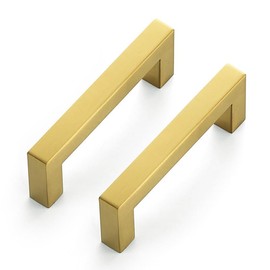 Ravinte Pack of 15 Cabinet Handles, 96 mm, Furniture Handles, Gold Handles for Kitchen Cabinets, Cabinet Handles, Square Handles, Furniture Rustproof Stainless Steel Door Handles for Kitchen Handles