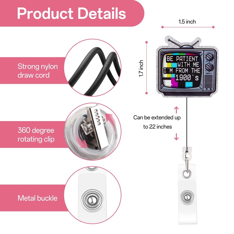 Kimoli Funny Nurse Badge Reel Cute Nursing TV Badge Reel