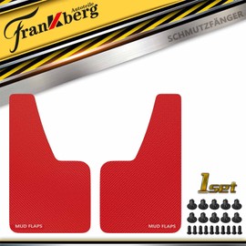 2 x Universal Car Mud Flaps Splash Guards Red Compatible with Hatchback Estate Saloon SUV Cabriolet Coupe MPV Pickup 360 x 210 mm