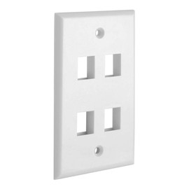 Cmple - 4 Port Keystone Wall Plate Single-Gang Wall Plate with Standard Size Ethernet Wall Plate Keystone Jack Insert - White