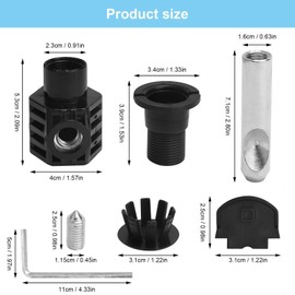 VOSOOT Black Toilet Seat Mounting Set for Wall Toilets, Universal Toilet Connection Set with Stainless Steel Screws, Allen Key & Accessories, Robust Mounting for Wall-Hanging Toilet in Bathroom