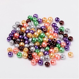 Handicraft Emporium | Glass Pearl Beads, Pearlized, Round | Mixed Colour | 6mm | Mix 07