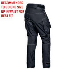 WICKED STOCK Mens Waterproof Armored Motorcycle Riding Dual Sport Pants Protective CE Level-1 Black