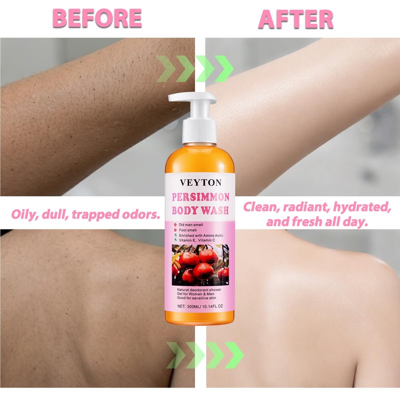 Persimmon Body Wash for Old People Smell, Persimmon Deodorant Bar