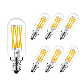 Greeogin E12 LED Bulb Dimmable T6 T25 Candelabra Base 6W Warm White 3000K 60 Watt Equivalent AC120V,Vintage E12 Bulb for Chandeliers,Ceiling Fan,Pendant 6-Pack