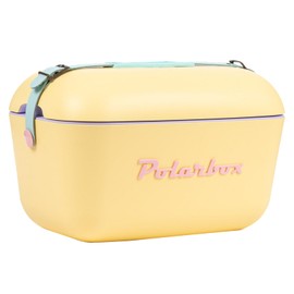Polarbox Retro Beach Vintage Picnic Lunch Box Bag Portable Travel Camping Hiking 90s Style Ice Chest Extra Large Lightweight for Cans Beers & Seltzer Drinks 20L (Yellow)
