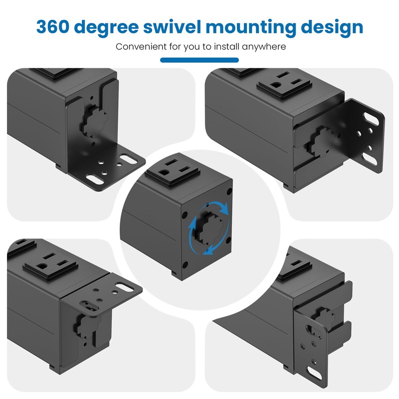 HHSOET 7 Outlet PDU Power Strip with Digital Display, 1U,