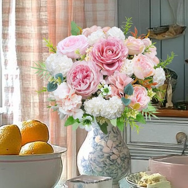 COEWUR 6Pcs Artificial Silk Flowers Fake Flower Bouquet Real Touch