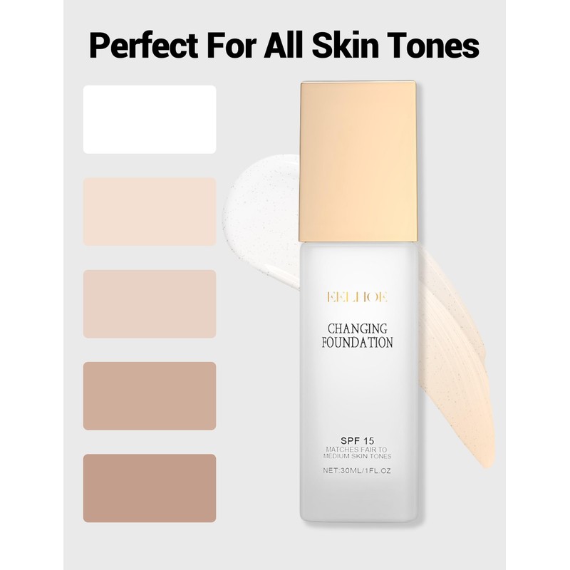 Erinde Foundation Colour Changing, Colour-Changing Foundation for Mature Skin, Concealer