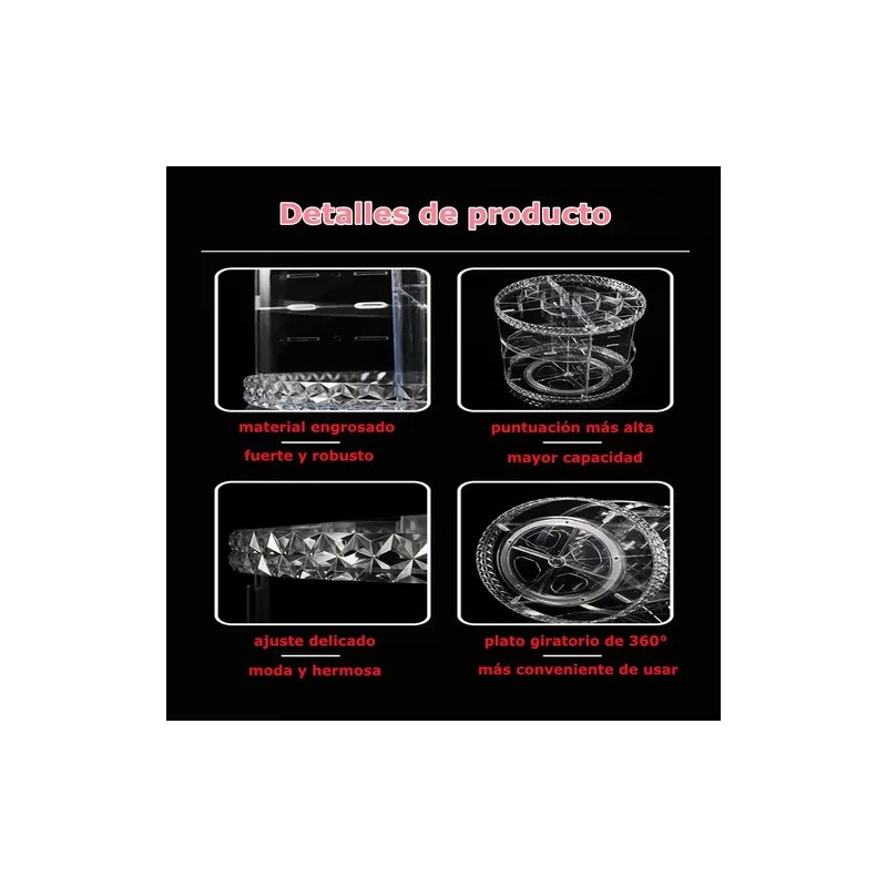 Organizador De Maquillaje Almacenamiento Con Rotación De 360