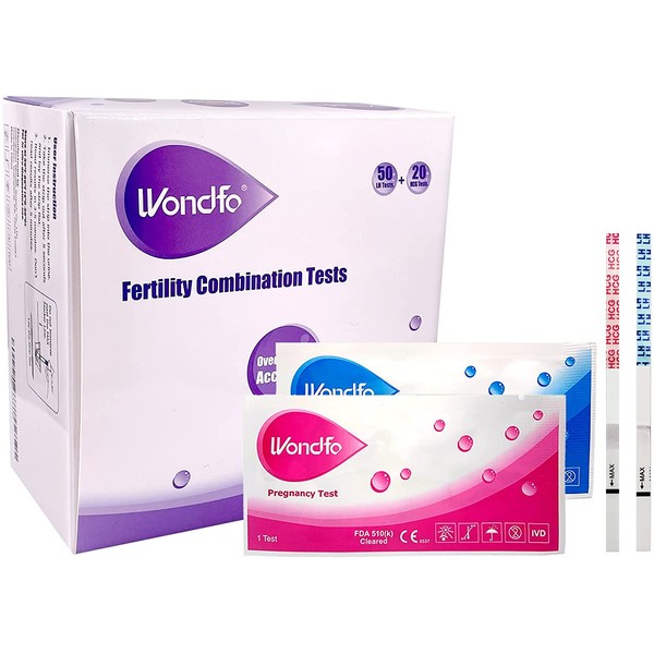 Wondfo 40 Ovulation Test Strips and 10 Pregnancy Test Strips Kit - Rapid Test Detection for Home Self-Checking Urine Test (40 LH + 10 HCG)