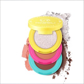 Minimeli Paleta 3 en 1 de Maquillaje, Sombra, Rubor E Iluminador, Alta Pigmentación, Mini y Portátil, 4.5g (01)
