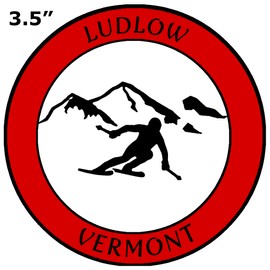Athena Brands Ludlow, Vermont - Sports Skier - Car Truck Window Bumper Graphics Sticker Decal - Red