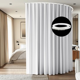 cbsroro Room Divider Curtains Ceiling Curtain Track Sets Blackout Curtains Ceiling Track for Curtain Flexible Track Curtain Extra Wide，W 8.3 x H 7ft 1Panel White Curtain and White Track