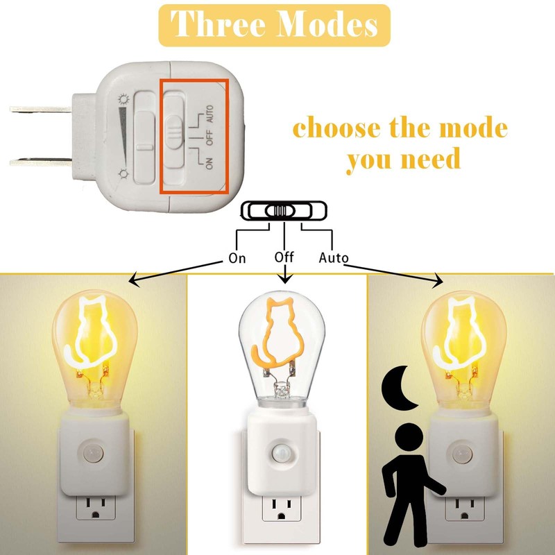 Yaoten Vintage Farmhouse Filament LED Night Light Plug-in, Dusk-to-Dawn &