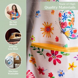 Maison d'Hermine 100% Cotton 1-Piece Kitchen Apron with Adjustable Neck and Middle Pocket, Long Ties for Women/Men, Spring/Summer