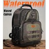 WELKINLAND 36-Pockets Electrician Backpack, Hard-Based HVAC Backpacks, Waxed-Canvas Technician Backpack,