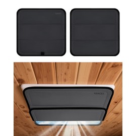 RSACET Magnetic Insulated Roof Vent Sun Cover for MaxxAir Fan, Foldable 600D Oxford Fabric Blackout Ventilation Cover 16.5" x 16.5" (Charcoal Gray)