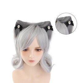 TQUXNGA Katzenohren-Haarbänder mit Totenkopf-Schleife, Anime-Themen, Versammlungen, Haarband, Film-Enthusiasten, Plüsch-Stirnbänder für Teenager und Erwachsene