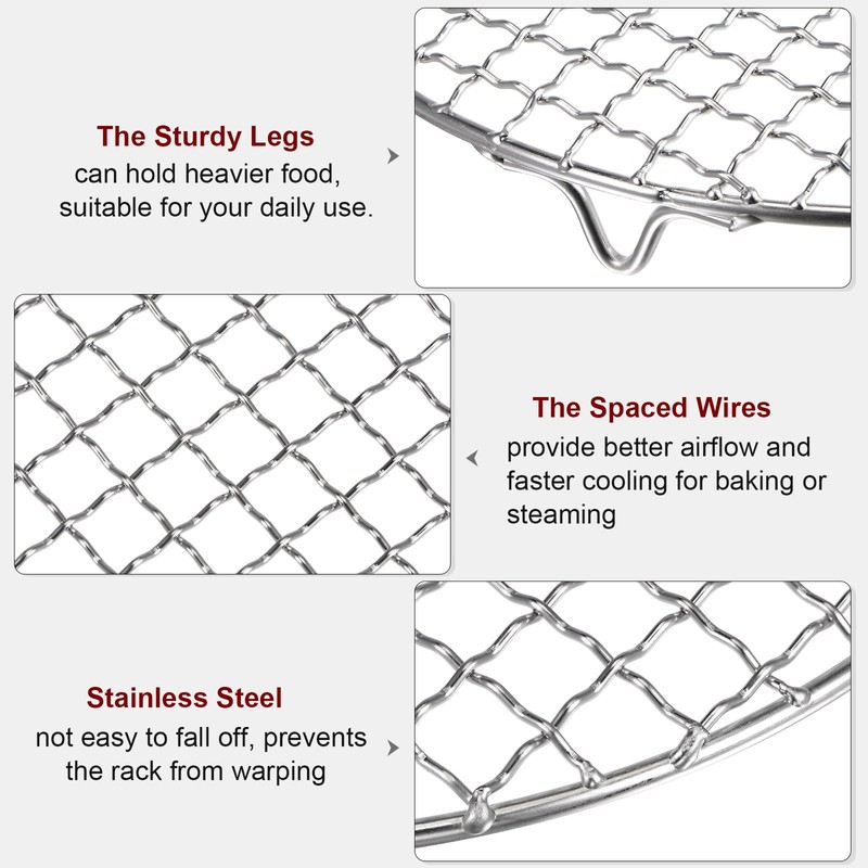 sourcing map Round Cooking Rack, 7-inch Stainless Steel Cross Wire