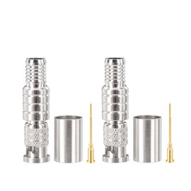 SUPERBAT SDI Crimp Connector HDBNC Compression Connector for Belden 1694A RG6 Coaxial Cable 2-Pack for CCTV SDI HD-SDI Security Camera Siamese Theater Audio Video Cables